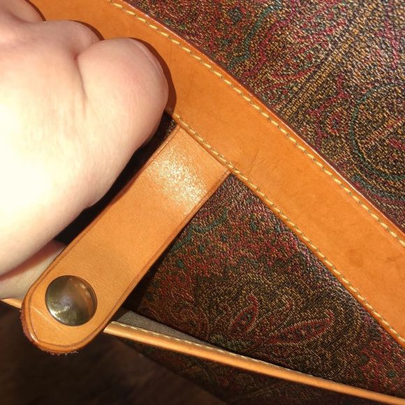 K ETRO Paisley Briefcase Laptop Crossbody Shoulder Bag Front Flap Buckle Closure - Picture 13 of 17